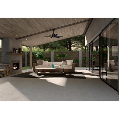 Image showing  44 in. 3-Speed Indoor/Outdoor Kennicott Damp-Rated Ceiling Fan with Wall Control, Matte Silver