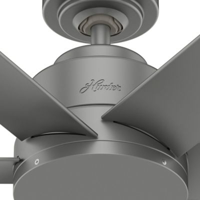 Image showing  44 in. 3-Speed Indoor/Outdoor Kennicott Damp-Rated Ceiling Fan with Wall Control, Matte Silver
