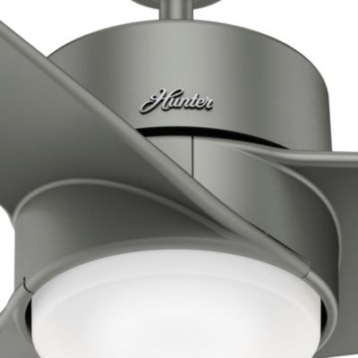 Image showing 2 th Hunter 54 in. 4-Speed Indoor/Outdoor Havoc Wet-Rated Ceiling Fan with LED Light Kit and Wall Control, Matte Silver