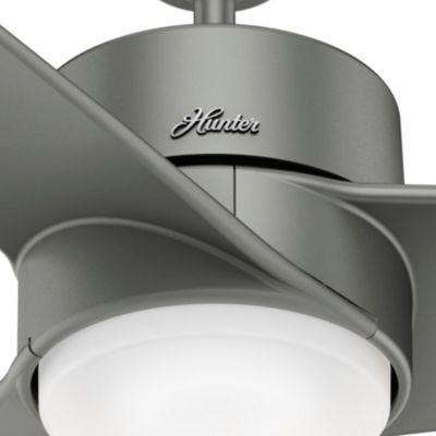 Image showing 3 th Hunter 54 in. 4-Speed Indoor/Outdoor Havoc Wet-Rated Ceiling Fan with LED Light Kit and Wall Control, Matte Silver