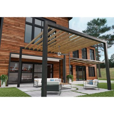 Image showing 4 th Hunter 54 in. 4-Speed Indoor/Outdoor Havoc Wet-Rated Ceiling Fan with LED Light Kit and Wall Control, Matte Silver