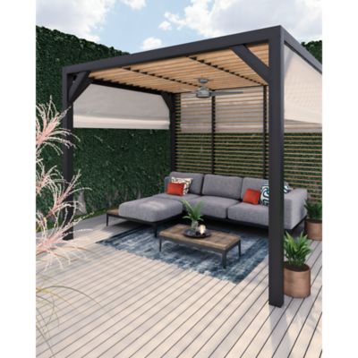 Image showing 4 th Hunter 52 in. 3-Speed Indoor/Outdoor Trimaran Wet-Rated Ceiling Fan with Wall Control, Matte Silver