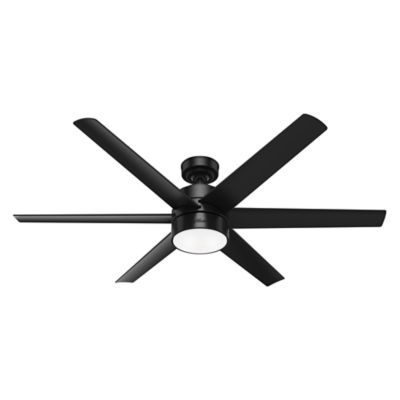 Hunter 60 in. Solaria Damp Rated Ceiling Fan with LED Light Kit and Wall Control, Matte Silver