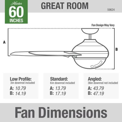Image showing 7 th Hunter 60 in. 6-Speed Indoor/Outdoor Solaria Damp-Rated Ceiling Fan with LED Light Kit and Wall Control, Matte Silver