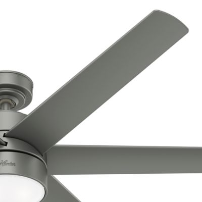 Image showing  60 in. 6-Speed Indoor/Outdoor Solaria Damp-Rated Ceiling Fan with LED Light Kit and Wall Control, Matte Silver