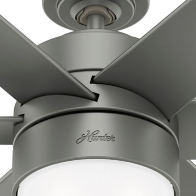 Image showing  60 in. 6-Speed Indoor/Outdoor Solaria Damp-Rated Ceiling Fan with LED Light Kit and Wall Control, Matte Silver