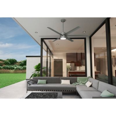 Image showing  72 in. 6-Speed Indoor/Outdoor Solaria Damp-Rated Ceiling Fan with LED Light Kit and Handheld Remote, Matte Black