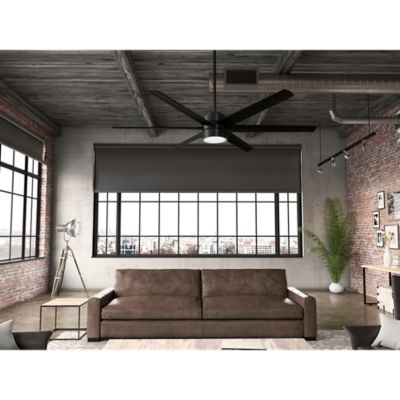 Image showing  72 in. 6-Speed Indoor/Outdoor Solaria Damp-Rated Ceiling Fan with LED Light Kit and Handheld Remote, Matte Black