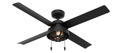 Hunter 52 in. 3-Speed Indoor/Outdoor Spring Mill Damp-Rated Ceiling Fan with LED Light Kit and Pull Chain