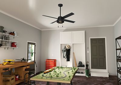 Image showing  52 in. 3-Speed Indoor/Outdoor Spring Mill Damp-Rated Ceiling Fan with LED Light Kit and Pull Chain