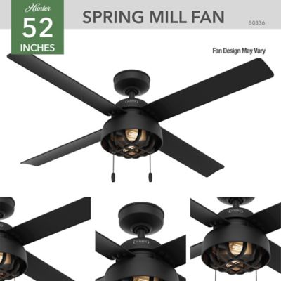 Image showing  52 in. 3-Speed Indoor/Outdoor Spring Mill Damp-Rated Ceiling Fan with LED Light Kit and Pull Chain