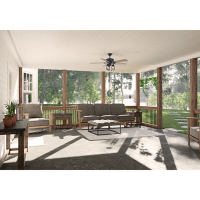 Image showing  52 in. 3-Speed Indoor/Outdoor Starklake Damp-Rated Ceiling Fan with LED Light Kit and Pull Chain