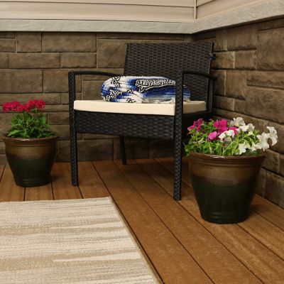 Image showing  Studio UV & Frost-Resistant Ceramic Outdoor Planter with Drainage Holes, 11 in. D, Forest Lake Green, 2 pk.