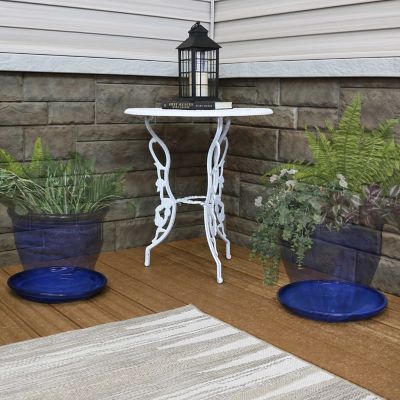Image showing  High-Fired Glazed UV and Frost-Resistant Outdoor Flower Pot Planter Saucers, 12 in. D, Imperial Blue, 2 pk.