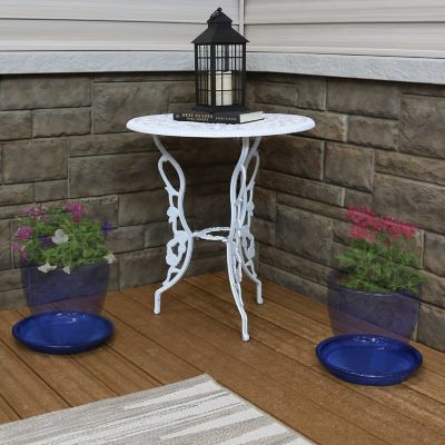 Image showing  Glazed UV- and Frost-Resistant Ceramic Outdoor Flower Pot Planter Saucers, 9 in. D, Imperial Blue, 4-Pack