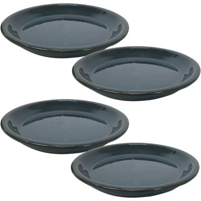 Sunnydaze Decor Ceramic Indoor/Outdoor Planter Saucers, 9 in., Forest Green, 4-Pack