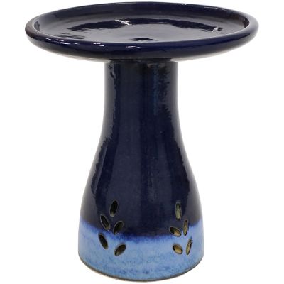 Sunnydaze Decor 21 in. Classic Outdoor Bird Bath, Dark Blue