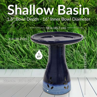 Image showing  21 in. Classic Outdoor Bird Bath, Dark Blue