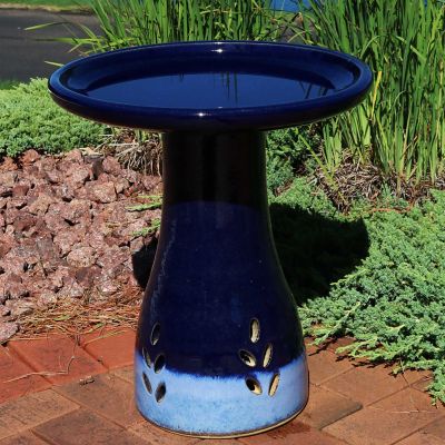 Image showing  21 in. Classic Outdoor Bird Bath, Dark Blue