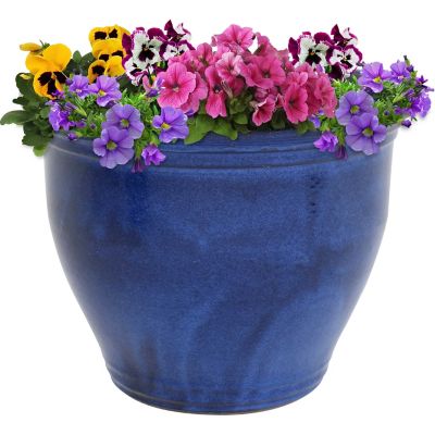 Sunnydaze Decor 30 qt. Ceramic Indoor/Outdoor Studio Planter, 18 in., Imperial Blue