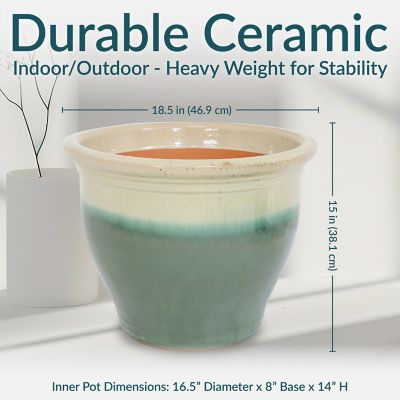 Image showing  30 qt. Ceramic Indoor/Outdoor Studio Planter, 18 in., Seafoam
