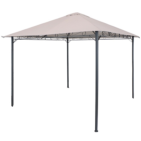 Sunnydaze Decor 10 ft. x 10 ft. Steel Gazebo with Weather-Resistant Fabric Top, Gray