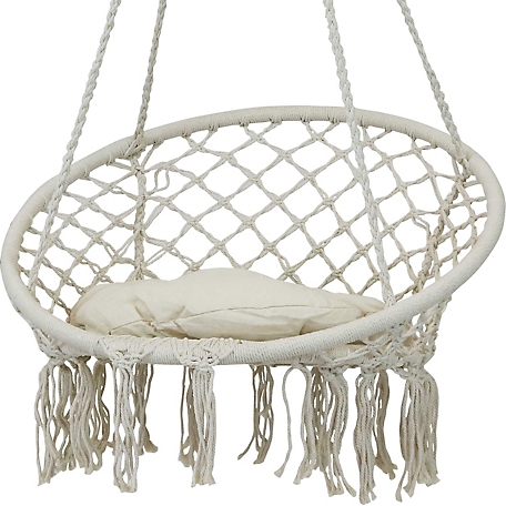 Sunnydaze Decor Hammock Chair with Tassels and Cushion