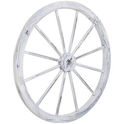 Sunnydaze Decor 29 in. White Wooden Wagon Wheel, DSL-929