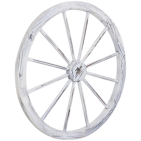 Sunnydaze Decor 29 in. White Wooden Wagon Wheel, DSL-929
