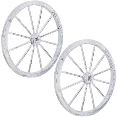 Sunnydaze Decor Wooden Wagon Wheels White 29 In 2 Pack Dsl 929 2pk At Tractor Supply Co