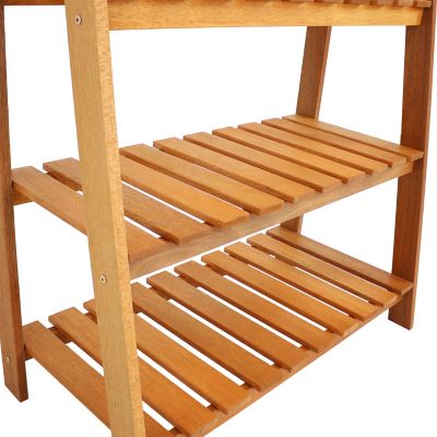 Image showing 7 th Sunnydaze Decor Meranti Wooden Garden Shelf with Teak Oil Finish, 18 in. x 36 in. x 34.5 in.