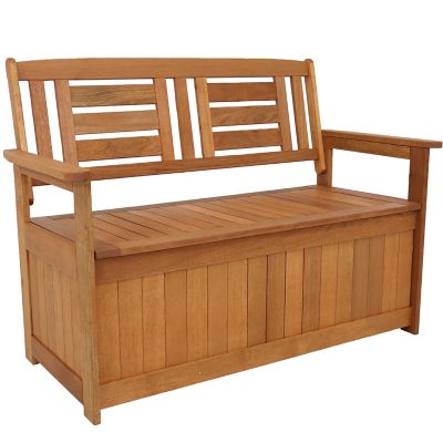 Sunnydaze Decor Meranti Wood Outdoor Storage Bench