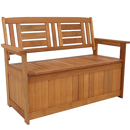 Sunnydaze Decor Meranti Wood Outdoor Storage Bench