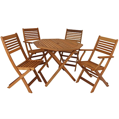 Sunnydaze Decor 5 pc. Meranti Wood Outdoor Folding Patio Dining Set