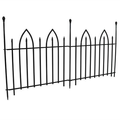 Sunnydaze Decor Outdoor Lawn and Garden Metal Gothic Arch Style Decorative Border Fence Panel Set - 6' - Black - 2pk