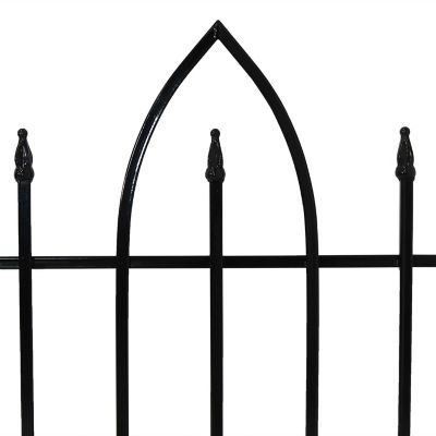 Image showing 5 th Sunnydaze Decor Outdoor Lawn and Garden Metal Gothic Arch Style Decorative Border Fence Panel Set - 6 ft. - Black - 2pk