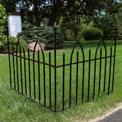 Image showing 7 th Sunnydaze Decor Outdoor Lawn and Garden Metal Gothic Arch Style Decorative Border Fence Panel Set - 6 ft. - Black - 2pk