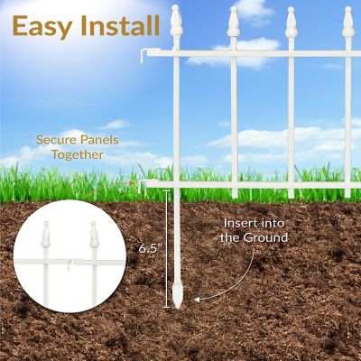 Image showing  Outdoor Lawn and Garden Metal Roman Style Decorative Border Fence Panel Set - 9' - White - 5pk