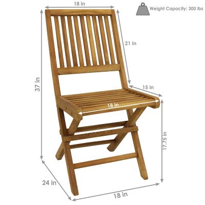 Image showing  Outdoor Solid Teak Wood with Stained Finish Nantasket Folding Dining Chairs - Light Brown - 2pk