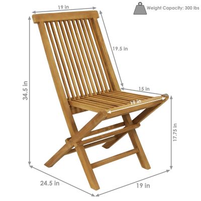 Image showing  Outdoor Solid Teak Wood with Light Stained Finish Hyannis Folding Dining Chair, Light Brown