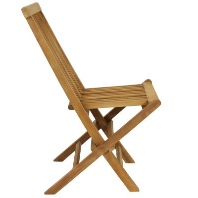 Image showing 6 th Sunnydaze Decor Outdoor Solid Teak Wood with Light Stained Finish Hyannis Folding Dining Chair, Light Brown