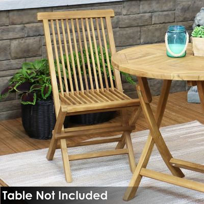 Image showing 8 th Sunnydaze Decor Outdoor Solid Teak Wood with Light Stained Finish Hyannis Folding Dining Chair, Light Brown