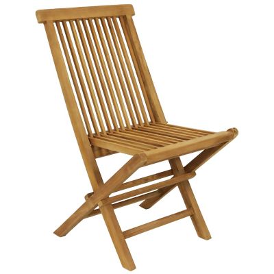 Image showing  Outdoor Solid Teak Wood with Stained Finish Hyannis Folding Dining Chairs, Light Brown, 2 pk.
