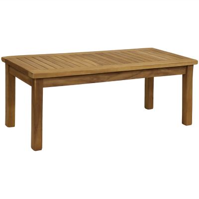 Sunnydaze Decor Outdoor Solid Teak Wood with Light Stained Finish Rectangular Coffee Table - 44 in. - Light Brown