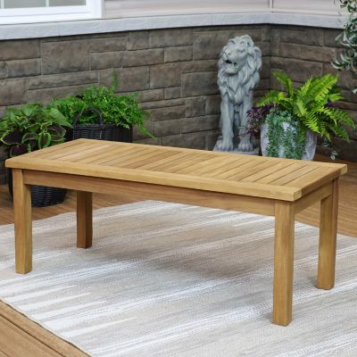 Image showing  Outdoor Solid Teak Wood with Light Stained Finish Rectangular Coffee Table - 44 in. - Light Brown