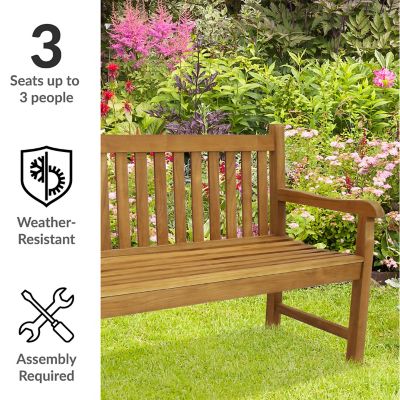 Image showing 9 th Sunnydaze Decor 59 in. 2-Person Mission-Style Teak Wooden Outdoor Patio Garden Bench