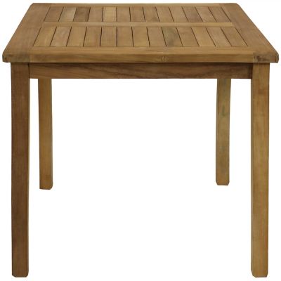 Image showing 5 th Sunnydaze Decor Teak Square Outdoor Dining Table with Light Stain Finish, 32 in.