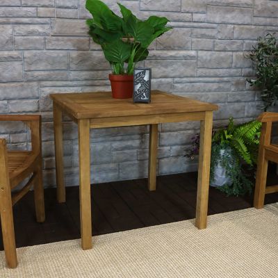 Image showing 6 th Sunnydaze Decor Teak Square Outdoor Dining Table with Light Stain Finish, 32 in.