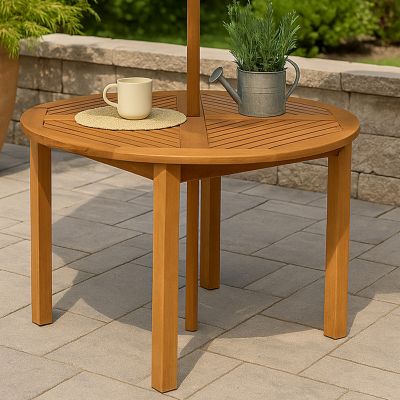 Image showing 8 th Sunnydaze Decor 42 in. Outdoor Round Patio Dining Table for 4 People