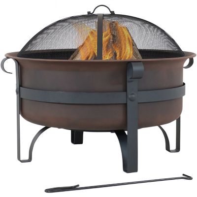 Sunnydaze Decor Fire Pit and Spark Screen Set